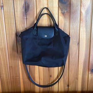 Longchamp Medium Top Handle Bag with crossbody strap